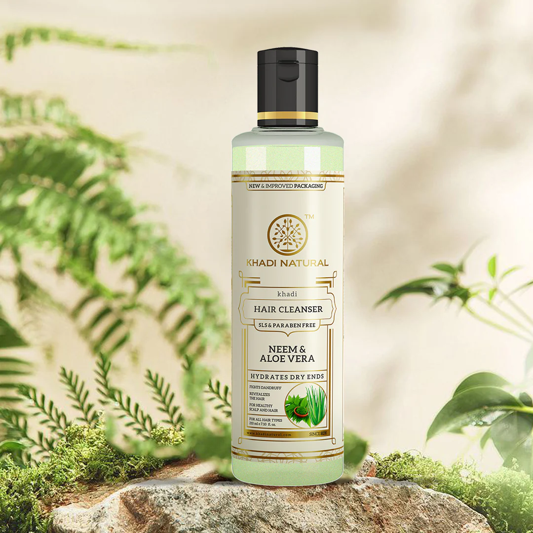 Khadi Natural Neem & Aloevera Hair Cleanser SLS & Paraben Free - 210ml - Image 7