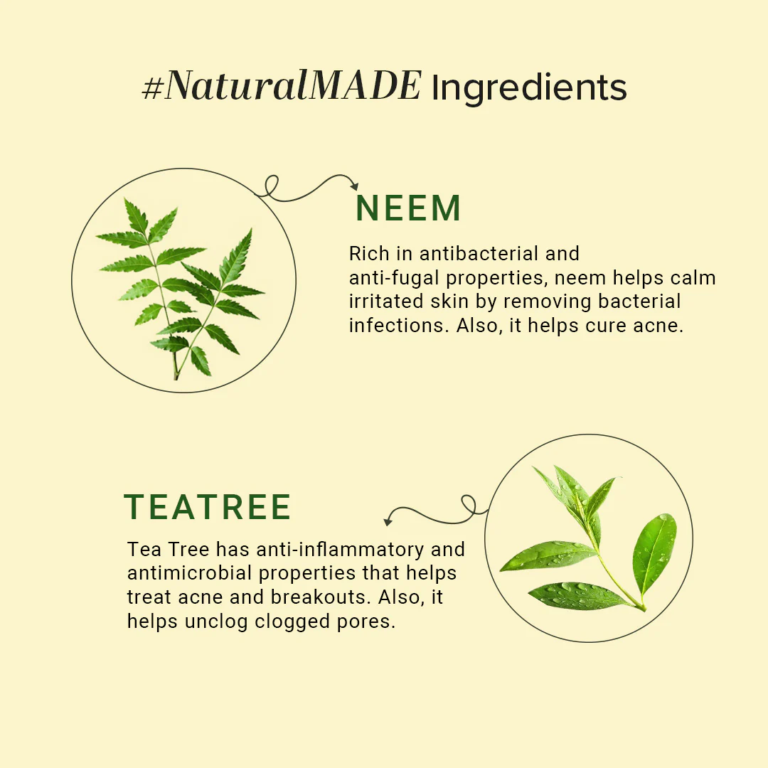 Khadi Natural Neem & Tea Tree Face Wash SLS & Paraben Free - 210ml - Image 3