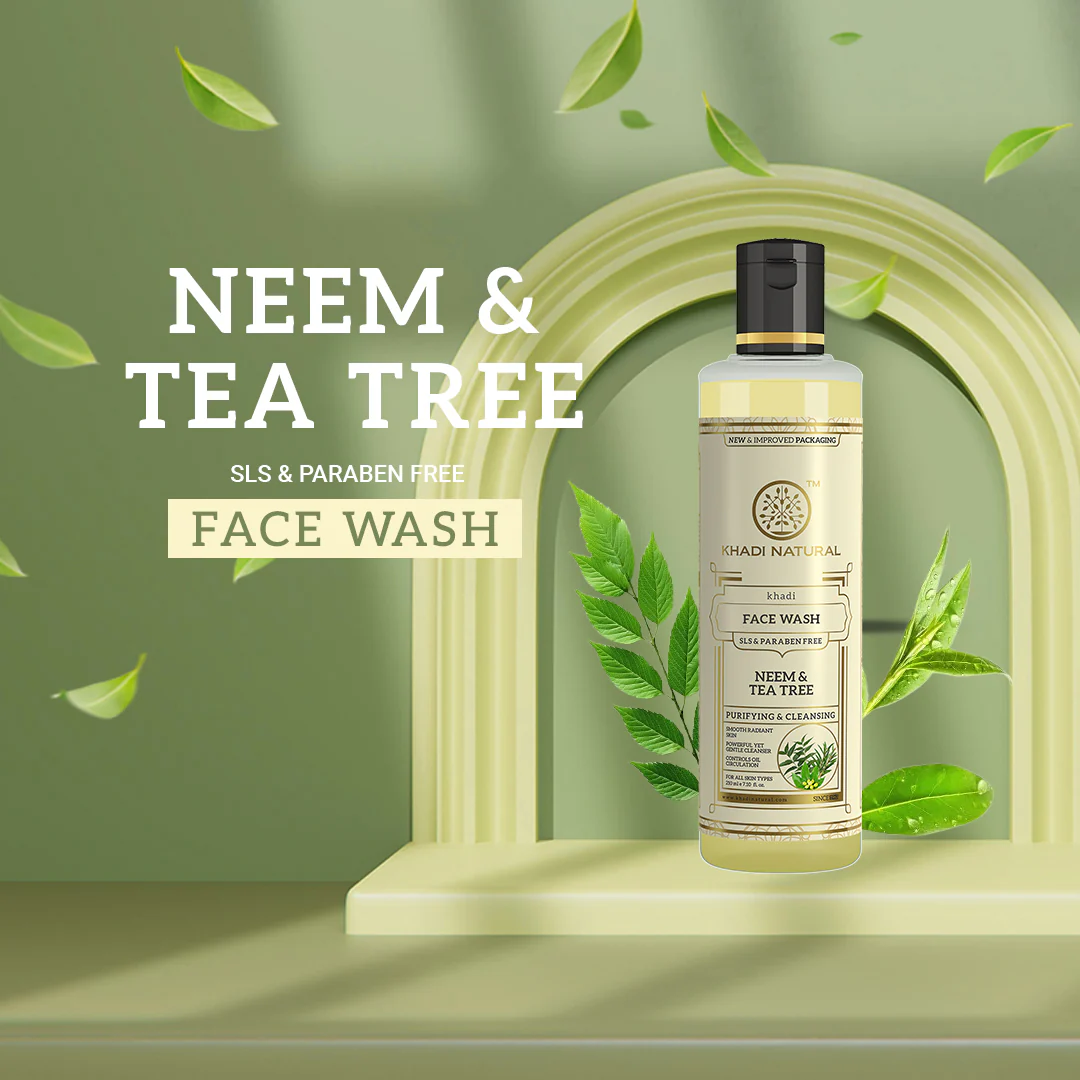 Khadi Natural Neem & Tea Tree Face Wash SLS & Paraben Free - 210ml - Image 7