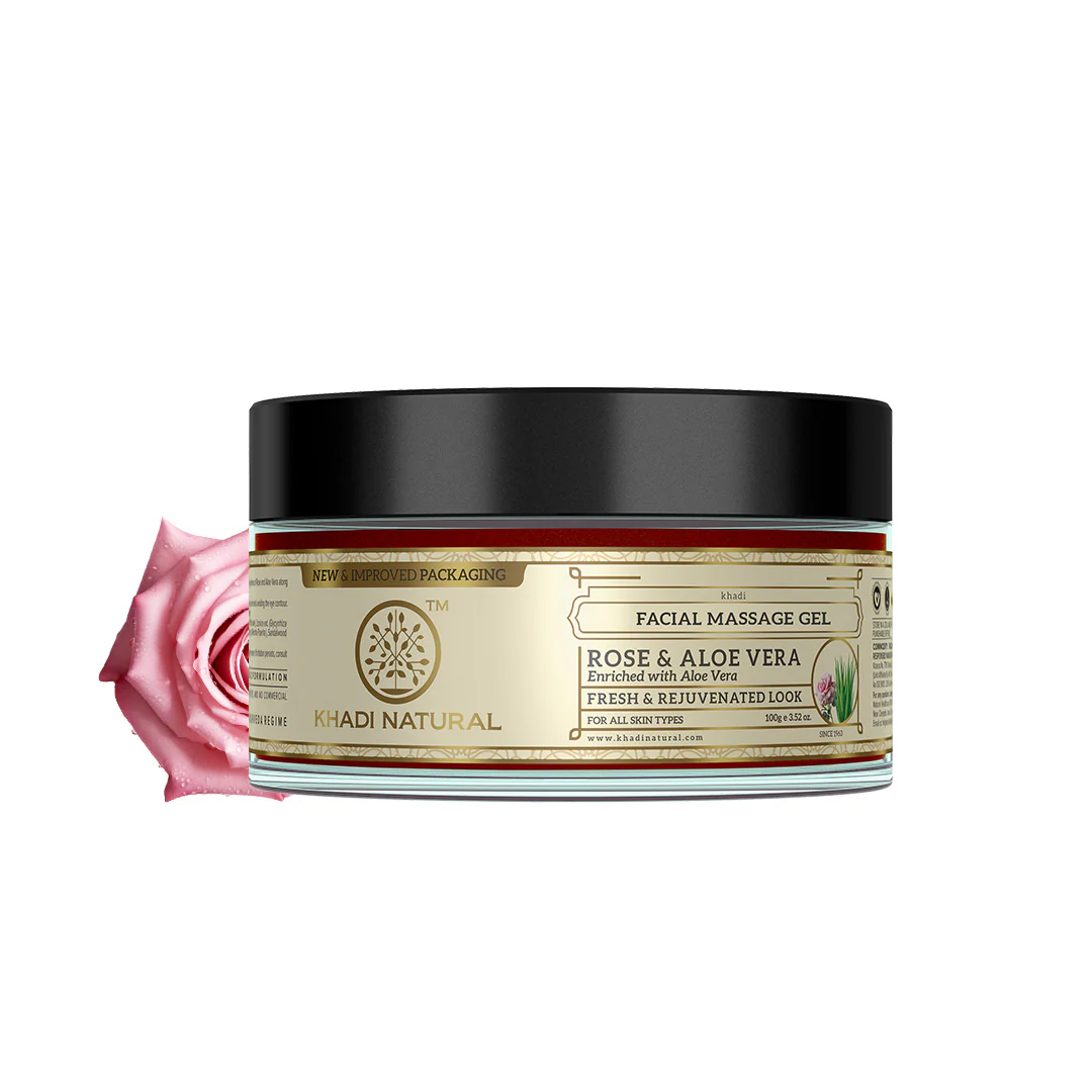 Khadi Natural Rose & Aloevera Facial Massage Gel - 100gm - Image 5