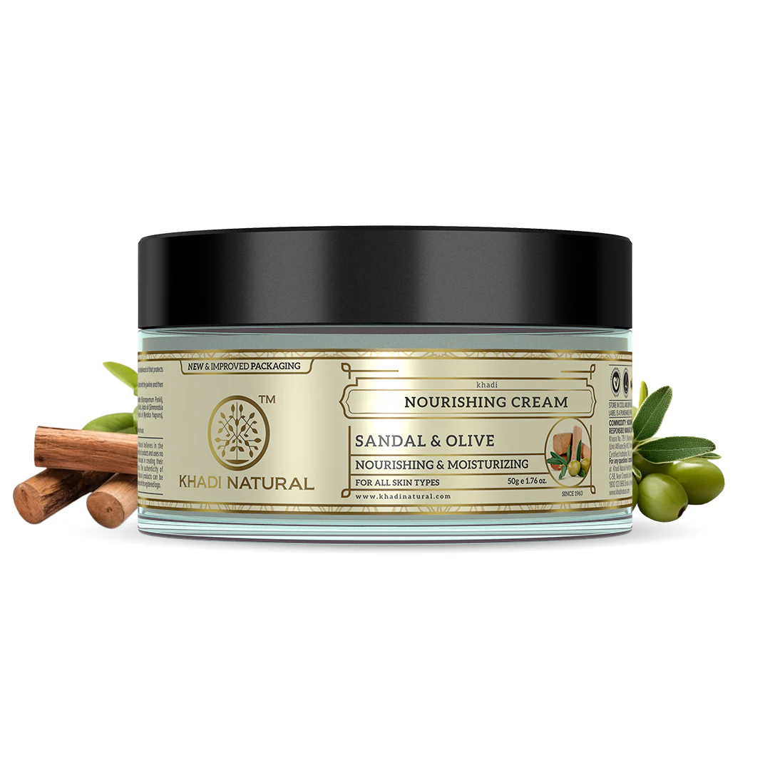Khadi Natural Sandal & Olive Face Nourishing Cream with Sheabutter - 50gm - Image 5