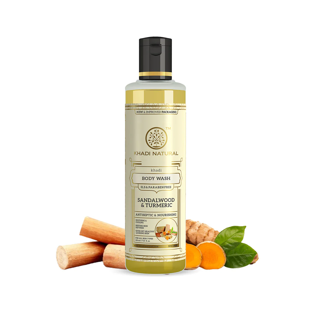 Khadi Natural Sandalwood & Turmeric Body Wash SLS & Paraben Free - 210ml - Image 5