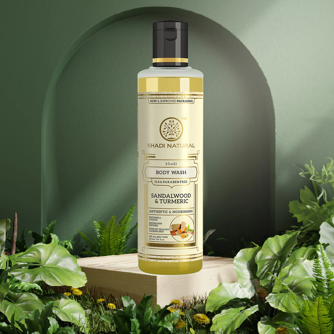 Khadi Natural Sandalwood & Turmeric Body Wash SLS & Paraben Free - 210ml - Image 6